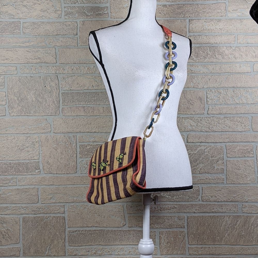 M MISSONI Raffia Crossbody Plastic Ring Strap - Picture 3 of 14